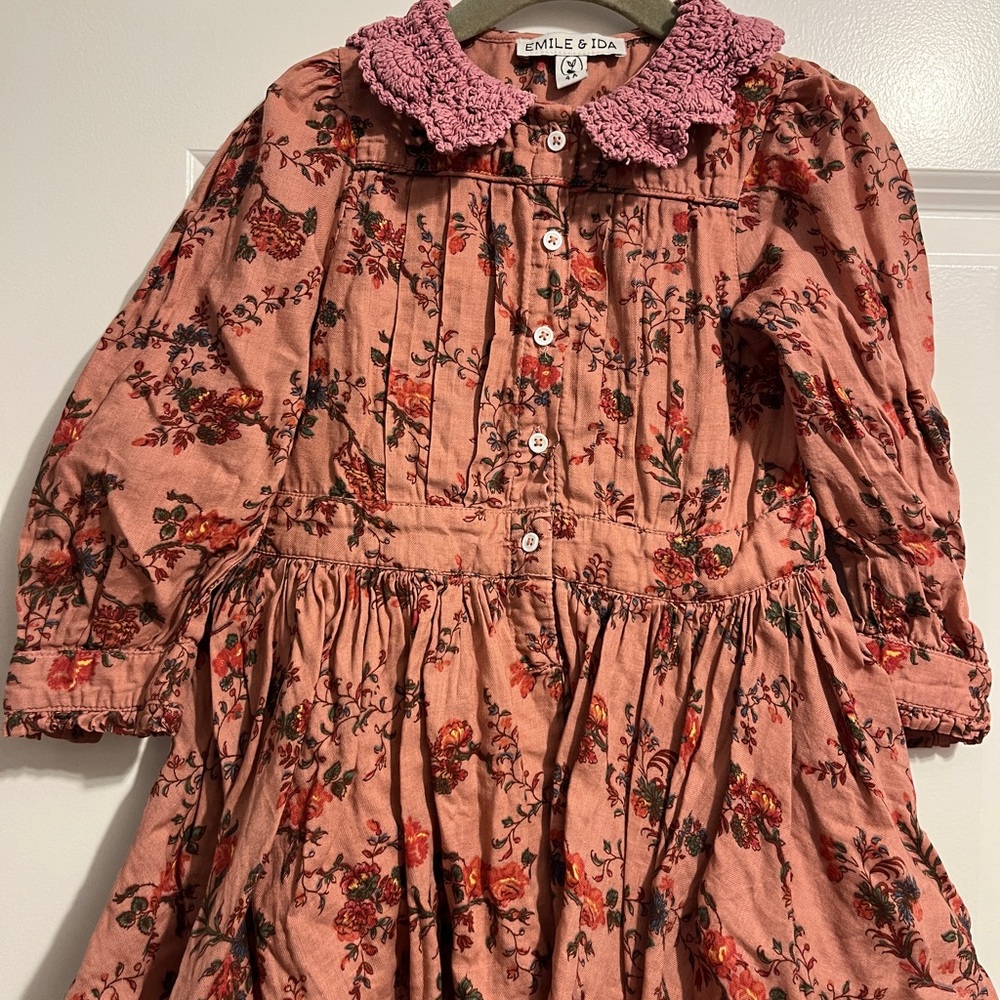Emile et Ida Pink Floral Kids Dress